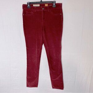 Anthropologie Pilcro Mid Rise Red Corduroy Skinny Pants 32